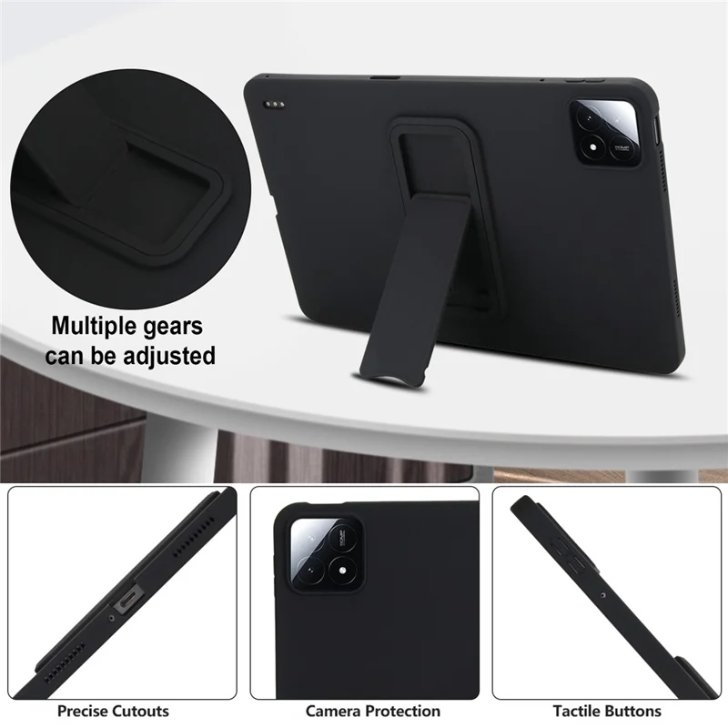 Für Xiaomi Pad 6S Pro 12.4 Hülle TPU + PC Hautfreundliche Ständer Tablet-Schutzhülle - Schwarz