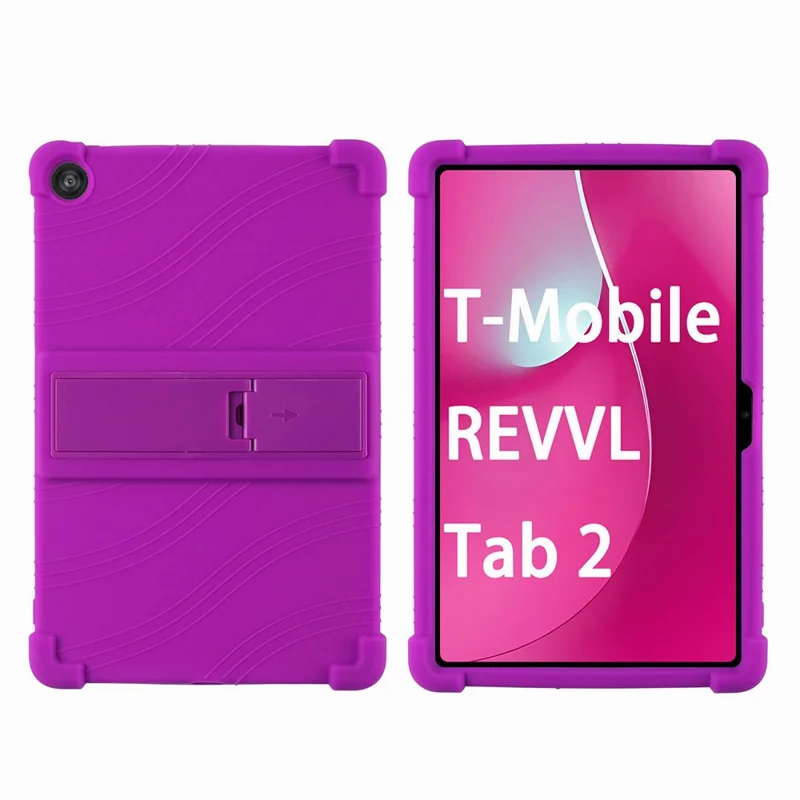For T-Mobile REVVL Tab 2 (2025) Case Adjustable Kickstand Silicone Tablet Protective Cover - Purple