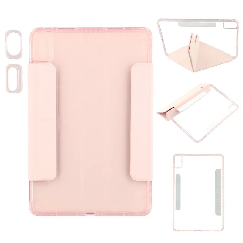 Étui pour tablette Huawei MatePad SE 11 / MatePad 11 (2023) / (2021) avec support origami magnétique à double fermoir en PU et TPU acrylique - Rose