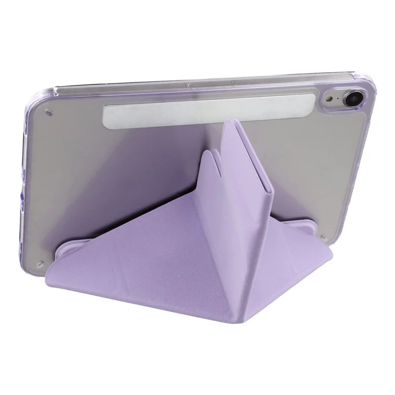 For iPad mini (2024)  /  (2021) Case Magnetic Dual Clasp PU TPU Acrylic Origami Stand Tablet Cover - Purple