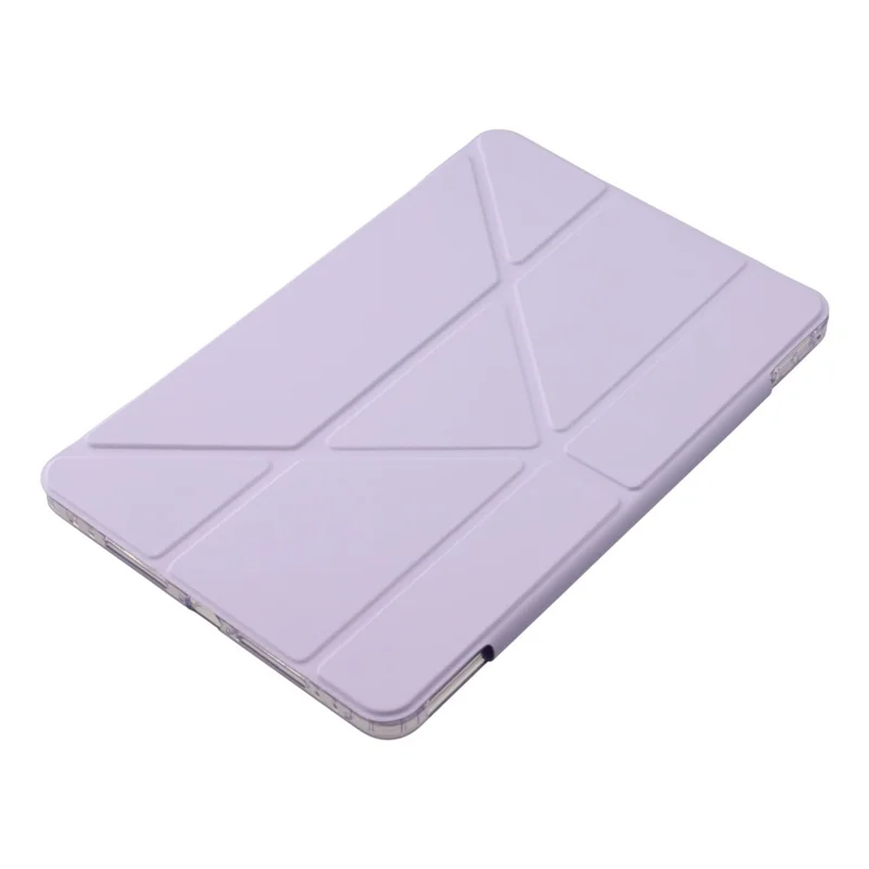 For iPad mini (2024)  /  (2021) Case Magnetic Dual Clasp PU TPU Acrylic Origami Stand Tablet Cover - Purple
