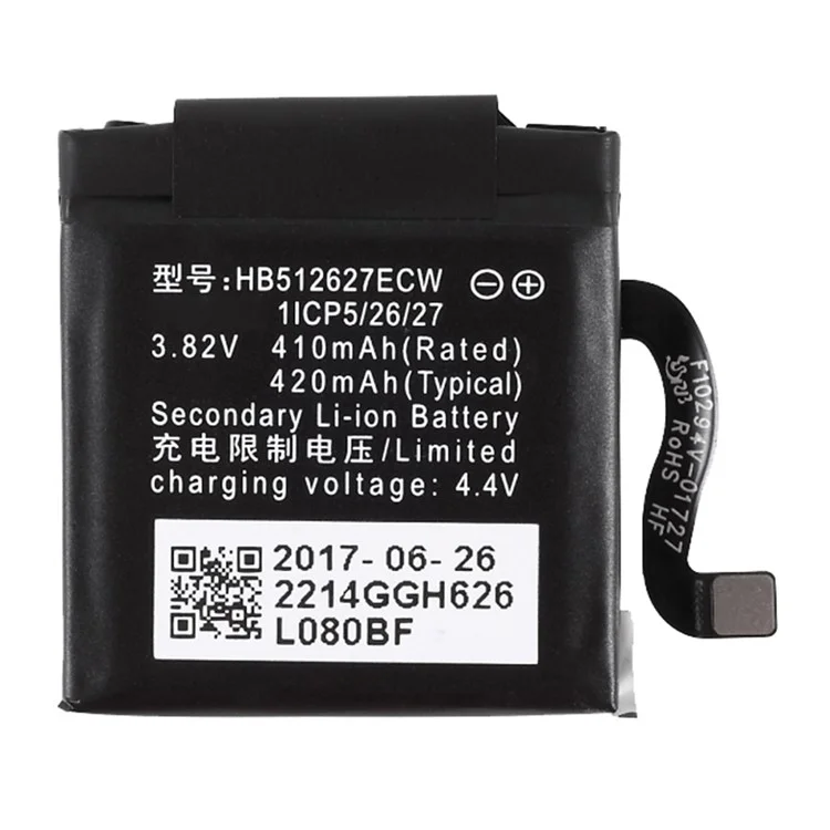 Para Huawei Watch 2 Pro 3.85V 410mah Polimador de Iones de Litio Parte de la Batería (encode: HB512627ECW) (sin Logotipo)