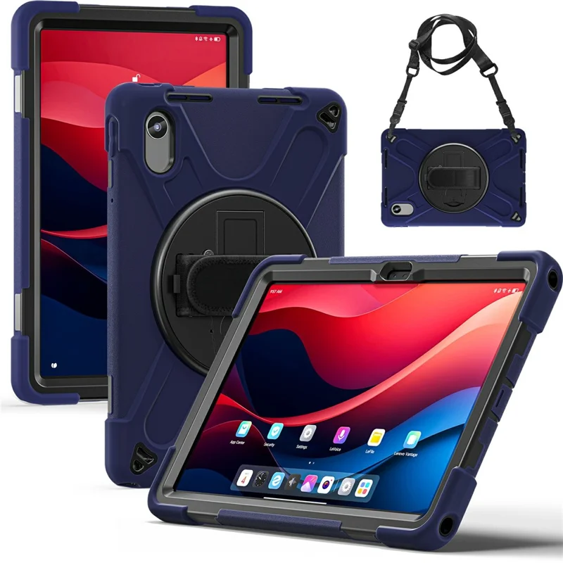 Étui avec Support pour Lenovo Pad 11 2025 TB-335FC / 2024 / Tab K11 Génération 2 TB336 / K11 TB-330XU / P11 Génération 2 / M11 TB-330FU 331FC / Zhaoyang K10 avec Sangle - Bleu Marine