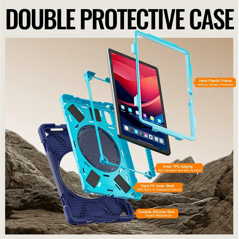 Étui avec Support pour Tablette Lenovo Pad 11 2025 TB-335FC / 2024 / Tab K11 Gen 2 TB336 / K11 TB-330XU / P11 Gen 2 / M11 TB-330FU 331FC - Bleu Marine