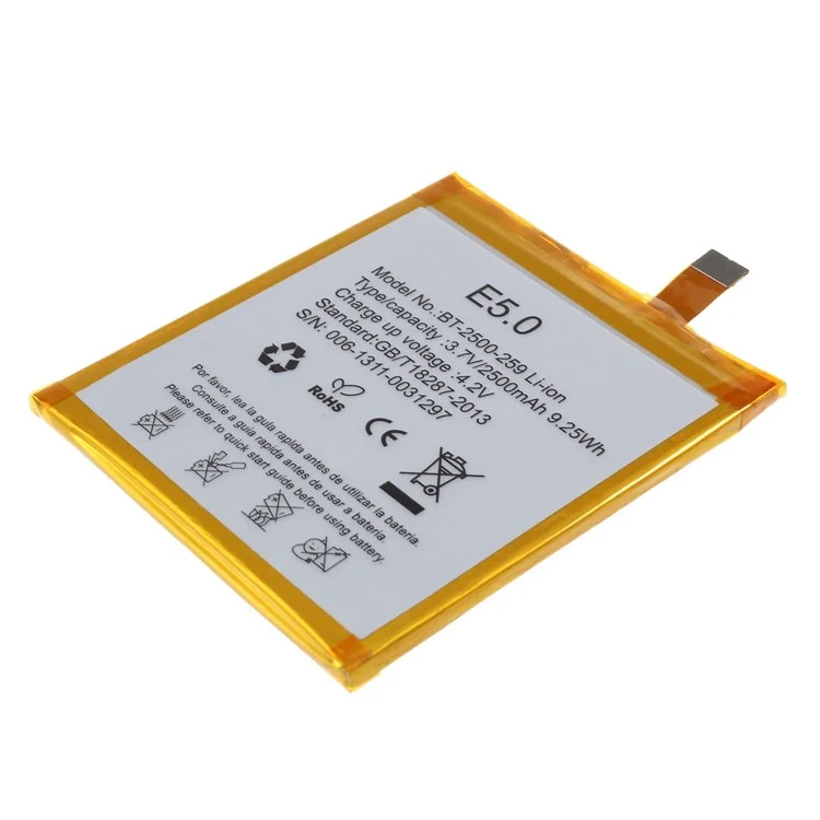 Para BQ Aquaris E5 4G 3.70V 2500mAh Polimador de Iones de Litio Parte de la Batería (encode: BT-2500-259) (sin Logotipo)