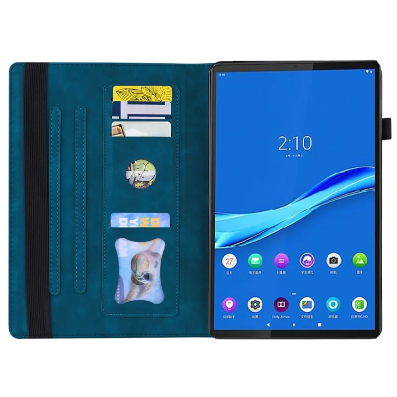 For Lenovo K9 / Tab One Case PU Leather Protective Folio Tablet Cover with Card Holder - Blue