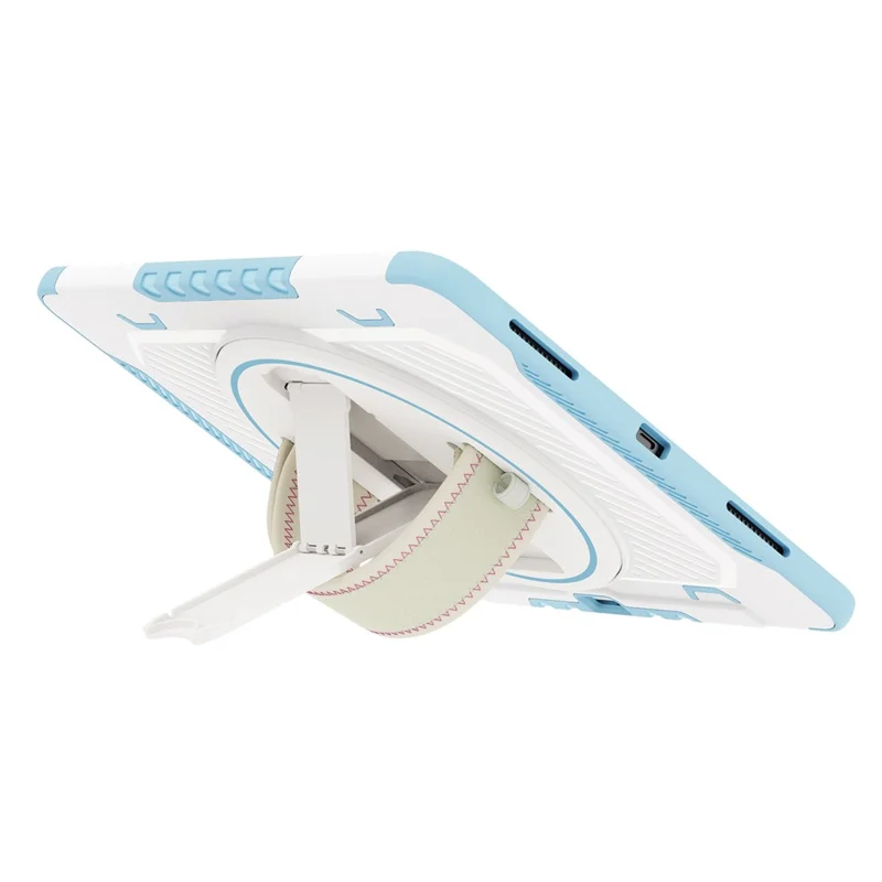 For iPad Pro 13 (2025) / 13 (2024) Case Kickstand PC + TPU Shockproof Tablet Cover with Hand Strap / Pen Slot - Blue