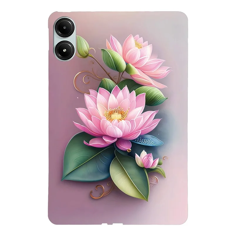 Capa de Tablet para Xiaomi Redmi Pad Pro 5G / Pad Pro / Poco Pad 4G com Estampa Impressa, Capa Slim de TPU Macio - Lotus