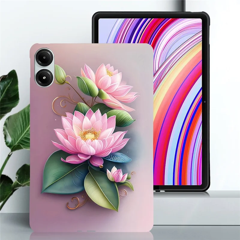 Capa de Tablet para Xiaomi Redmi Pad Pro 5G / Pad Pro / Poco Pad 4G com Estampa Impressa, Capa Slim de TPU Macio - Lotus