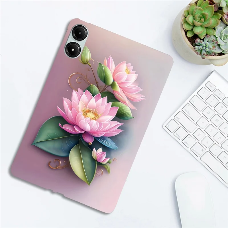 Capa de Tablet para Xiaomi Redmi Pad Pro 5G / Pad Pro / Poco Pad 4G com Estampa Impressa, Capa Slim de TPU Macio - Lotus
