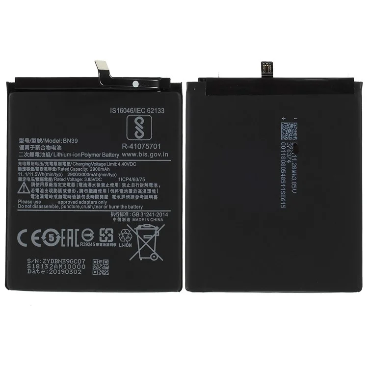 Für Xiaomi Mi Spielen Sie 3,85 v 2900mah Li-ion Polymer-batterie-teil (Encode: BN39) (ohne Logo)