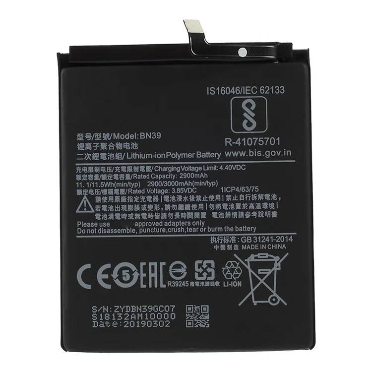 Für Xiaomi Mi Spielen Sie 3,85 v 2900mah Li-ion Polymer-batterie-teil (Encode: BN39) (ohne Logo)