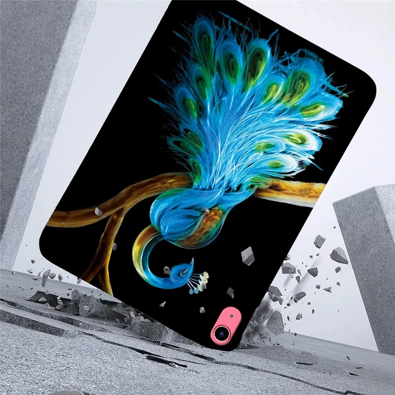 Funda para iPad (2025) / 10,9" (2022) con Estampado de Patrón, Fina y Suave de TPU - Pavo Real