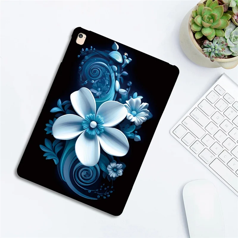 Hülle für Tablet für iPad 9,7 Zoll (2018) / (2017) / Air 2 / Air (2013) Musterdruck Schlanke weiche TPU-Abdeckung - Schwarze Orchidee