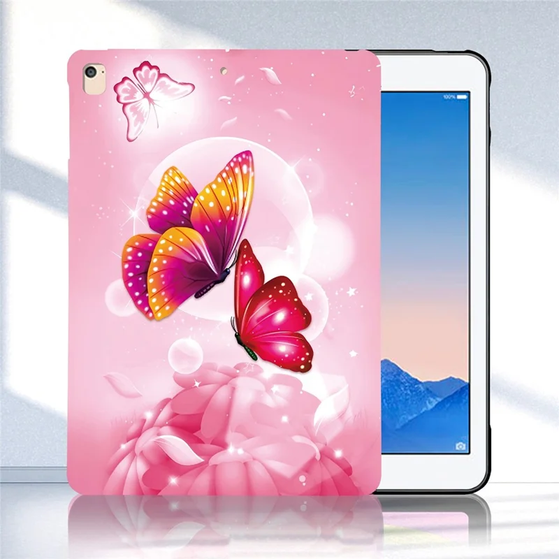 Tablet Case For iPad 9.7-inch (2018)  /  (2017)  /  Air 2  /  Air (2013) Pattern Printing Slim Soft TPU Cover - Pink Butterfly