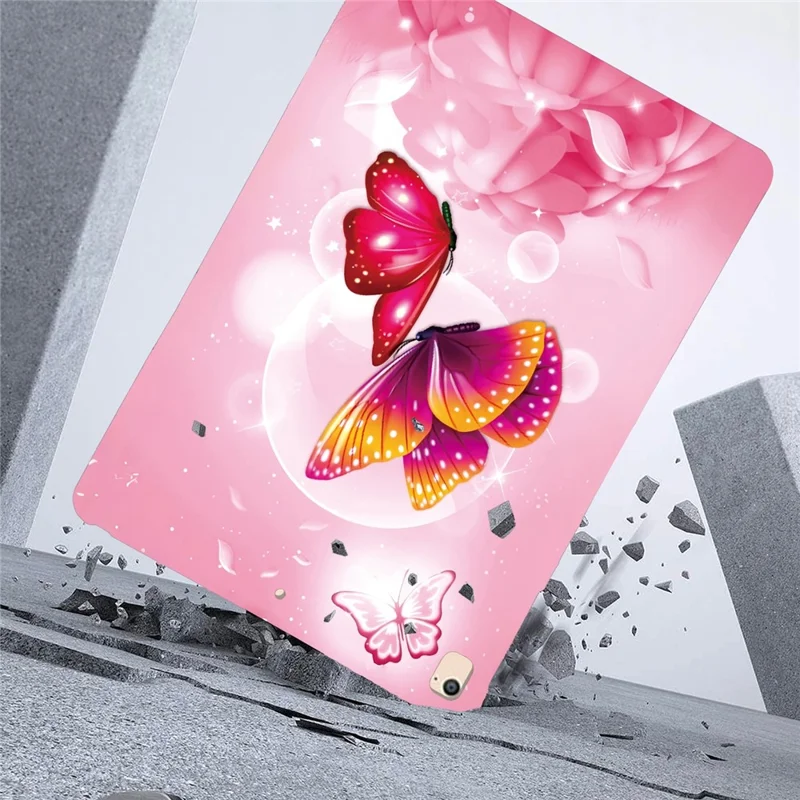 Tablet Case For iPad 9.7-inch (2018)  /  (2017)  /  Air 2  /  Air (2013) Pattern Printing Slim Soft TPU Cover - Pink Butterfly