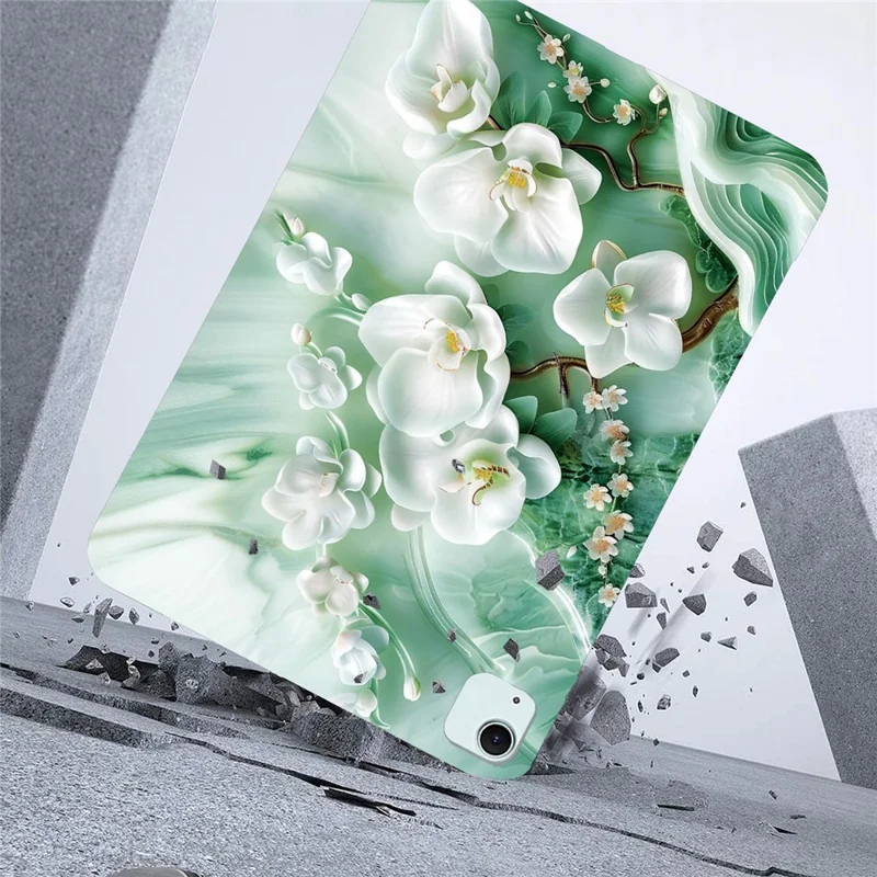 Tablet Case For iPad Air 11 (2026) / (2025) / (2024) / Air (2022) / (2020) Pattern Printing Slim Soft TPU Cover - Jade Flower