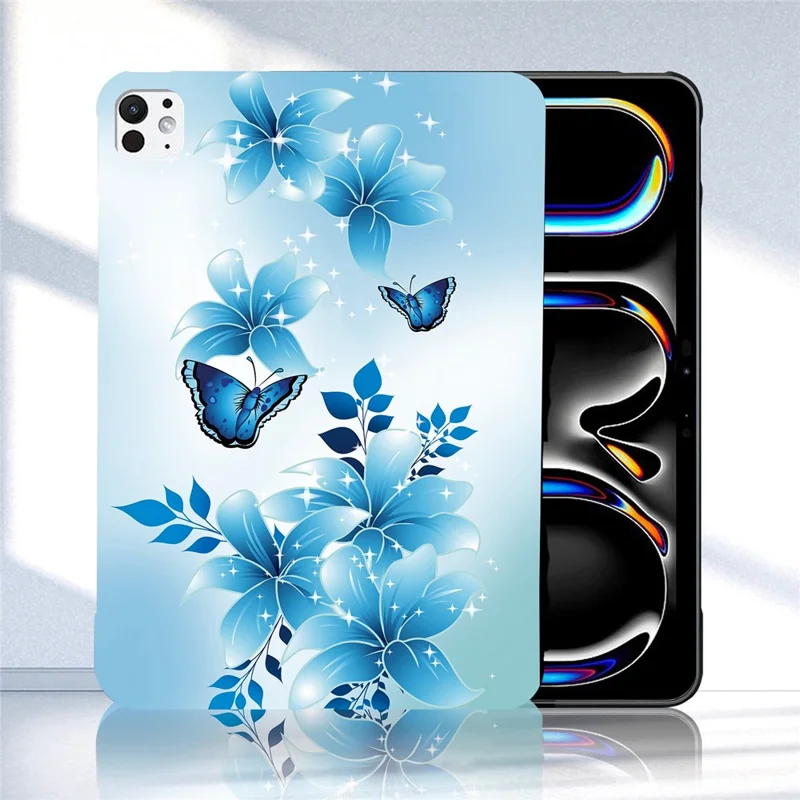 Cover per iPad Pro 13 (2024) con Stampa a Fantasia, Sottile e Morbido in TPU - Farfalla Blu