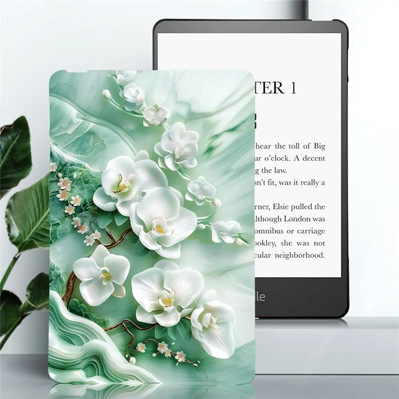 For Amazon Kindle Paperwhite (2024) Case Pattern Printing Slim Soft TPU Tablet Cover - Jade Flower