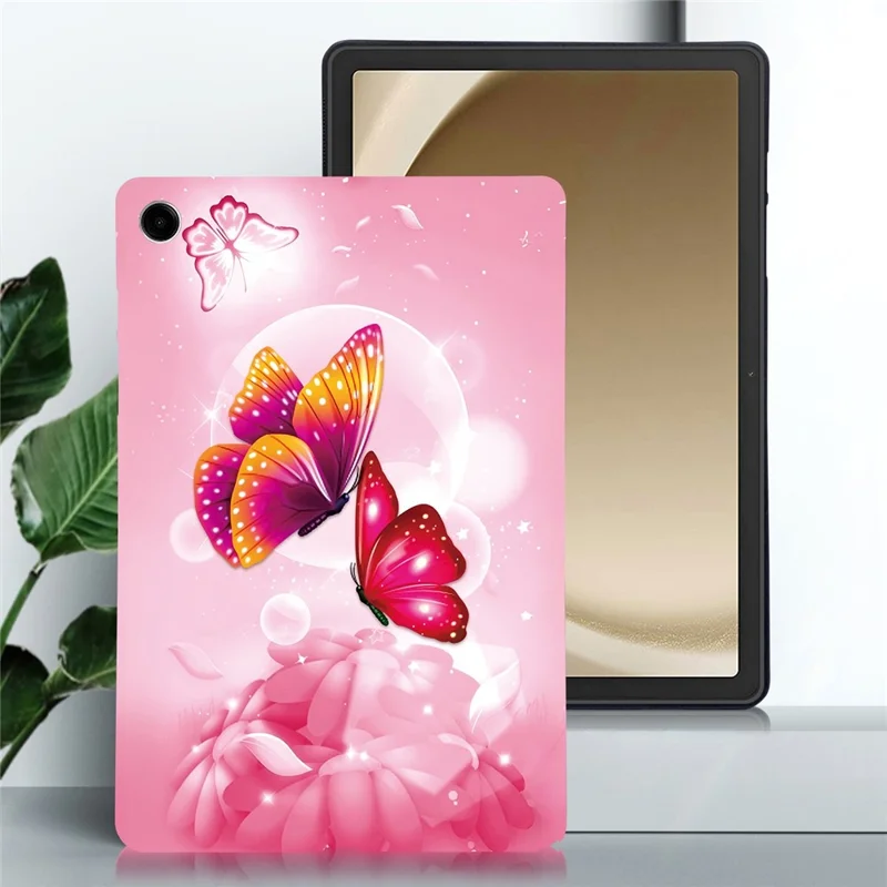 Funda para Samsung Galaxy Tab A9+ con Diseño de Mariposas Rosas - Estampado Delgado de TPU Suave