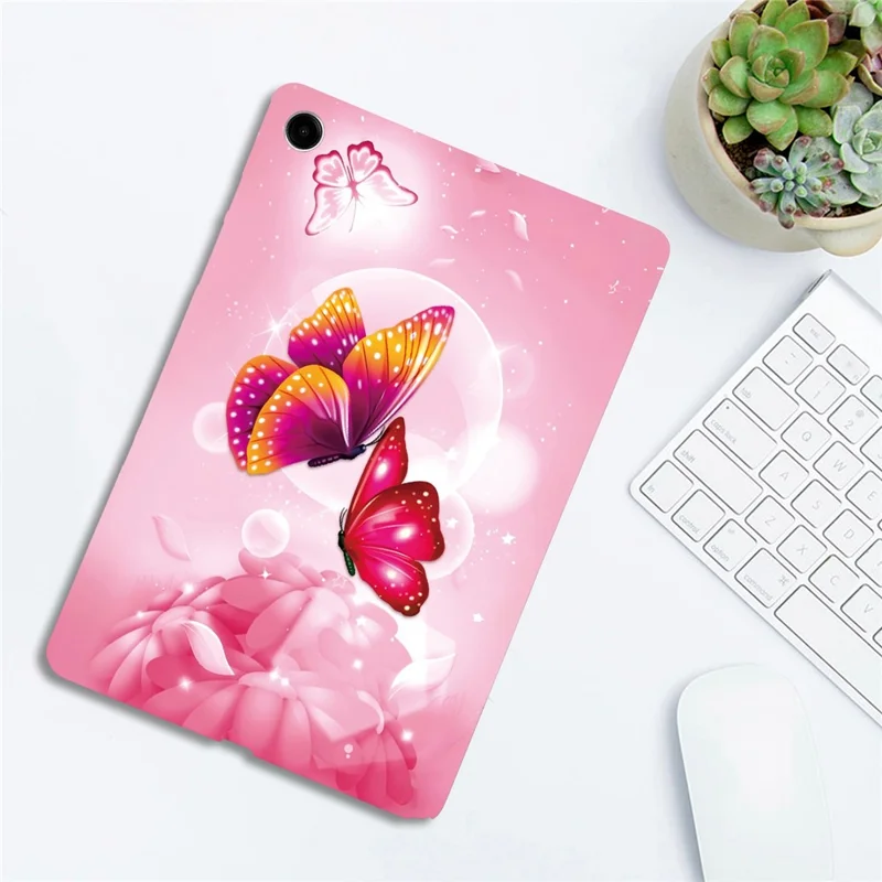 Funda para Samsung Galaxy Tab A9+ con Diseño de Mariposas Rosas - Estampado Delgado de TPU Suave