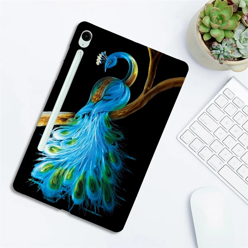 Tablet Hülle für Samsung Galaxy Tab S10 / S9 / S9 FE Muster Druck Slim Soft TPU Hülle - Pfau
