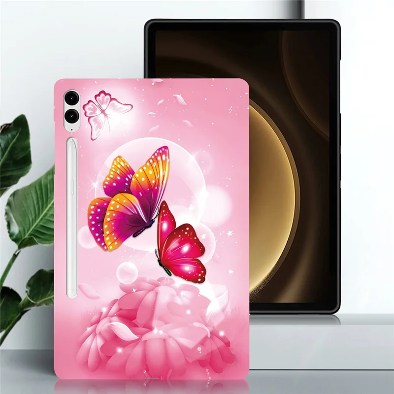Tablet Case For Samsung Galaxy Tab S10+  /  S9+  /  S9 FE+ Pattern Printing Slim Soft TPU Cover - Pink Butterfly