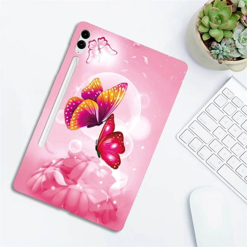 Tablet Case For Samsung Galaxy Tab S10+  /  S9+  /  S9 FE+ Pattern Printing Slim Soft TPU Cover - Pink Butterfly
