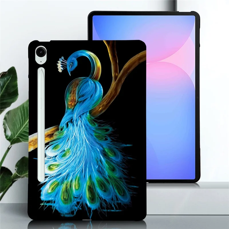 For Samsung Galaxy Tab S10 FE+ Case Pattern Printing Slim Soft TPU Tablet Cover - Peacock