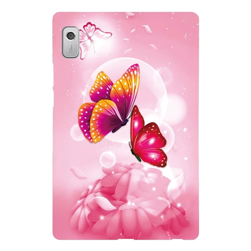 For Lenovo Tab M9 TB-310FU Case Pattern Printing Slim Soft TPU Tablet Cover - Pink Butterfly
