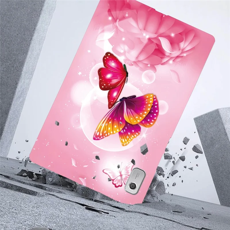 For Lenovo Tab M9 TB-310FU Case Pattern Printing Slim Soft TPU Tablet Cover - Pink Butterfly