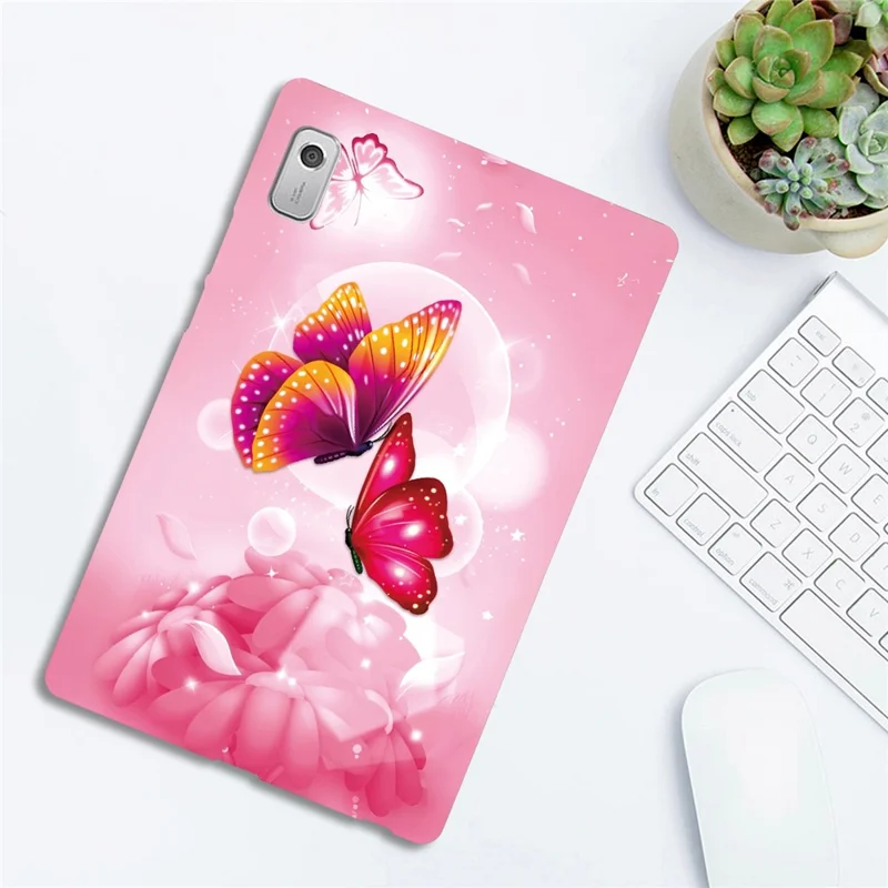 For Lenovo Tab M9 TB-310FU Case Pattern Printing Slim Soft TPU Tablet Cover - Pink Butterfly