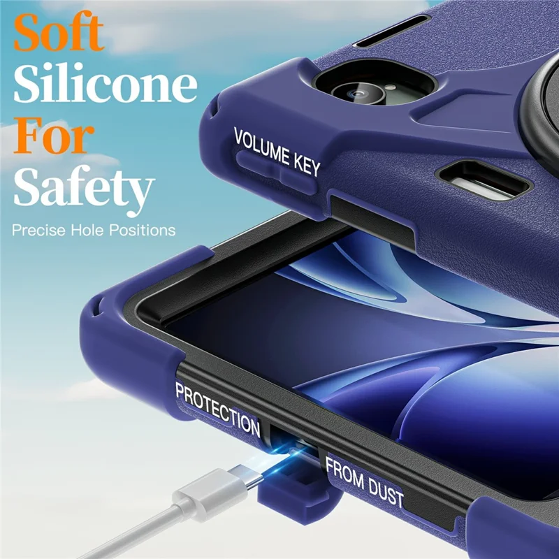 For Xiaomi Redmi K Pad Case TPU + PC + Silicone Kickstand Anti Drop Tablet Cover - Navy Blue