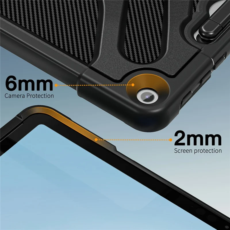 For Microsoft Surface Pro 12inch Case Silicone + PC Tablet Cover with Rotating Hand Grip Kickstand - Black