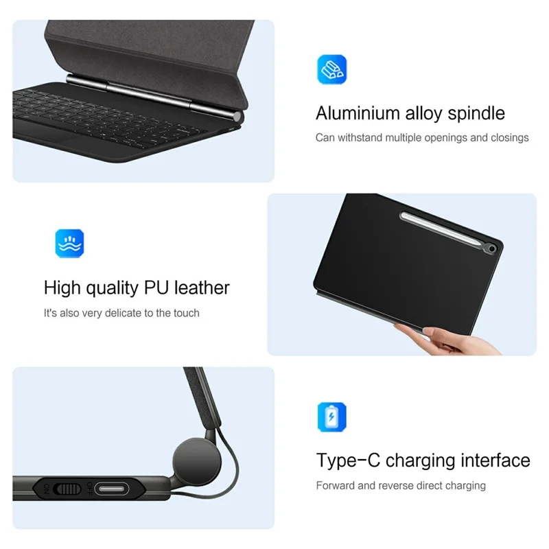 Para Samsung Galaxy Tab S10 FE+ Teclado magnético flotante compatible con Bluetooth (español) + Funda de tableta de cuero