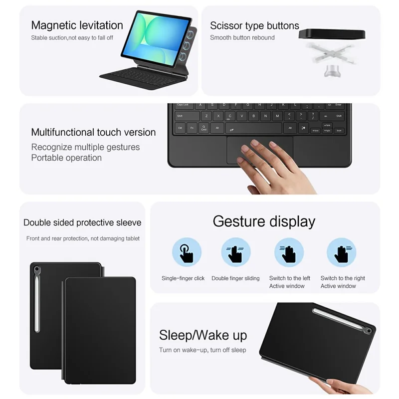 Para Samsung Galaxy Tab S10 FE+ Teclado magnético flotante compatible con Bluetooth (español) + Funda de tableta de cuero