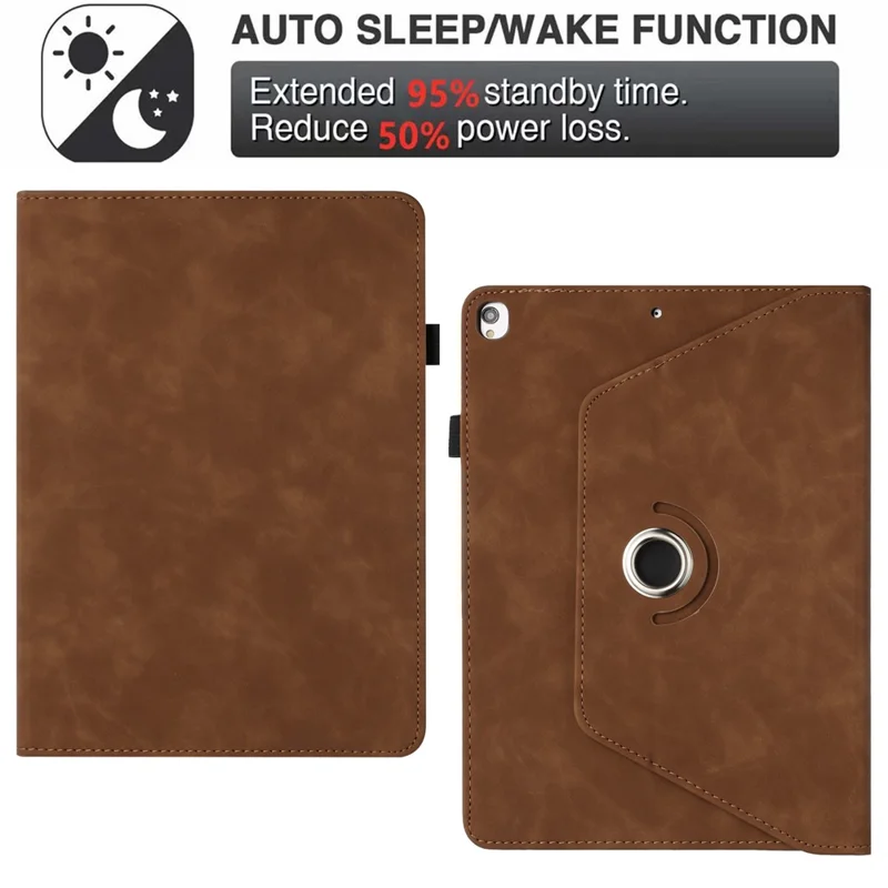 Capa para Tablet iPad 10.2 (2020) / (2019) / iPad Air 10.5 polegadas (2019) / Pro 10.5 polegadas (2017) com Suporte Giratório Cor Sólida em Couro PU - Marrom