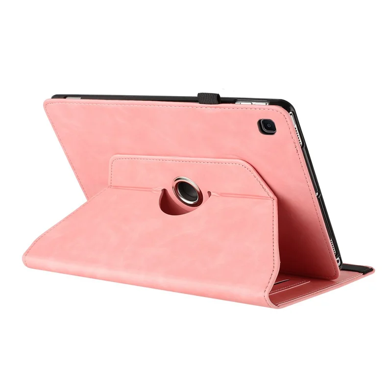 Tablet Case for Samsung Galaxy Tab S6 Lite (2024)  /  (2022)  /  (2020) Rotating Stand Solid Color PU Leather Cover - Pink