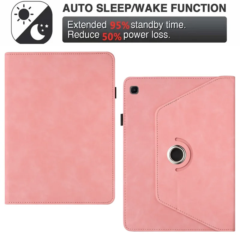 Tablet Case for Samsung Galaxy Tab S6 Lite (2024)  /  (2022)  /  (2020) Rotating Stand Solid Color PU Leather Cover - Pink