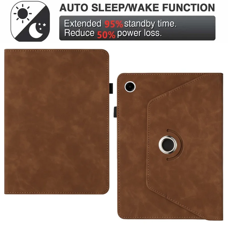 Pour Samsung Galaxy Tab A9+ Étui Rotation Support Couleur Unie Cuir PU Tablette Couverture - Brun