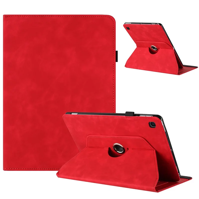 Tablet Case for Samsung Galaxy Tab A7 10.4 (2020) T500 T505 Rotating Stand Solid Color PU Leather Cover - Red