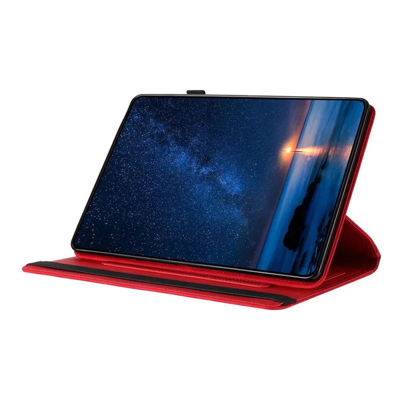 Tablet Case for Samsung Galaxy Tab A7 10.4 (2020) T500 T505 Rotating Stand Solid Color PU Leather Cover - Red