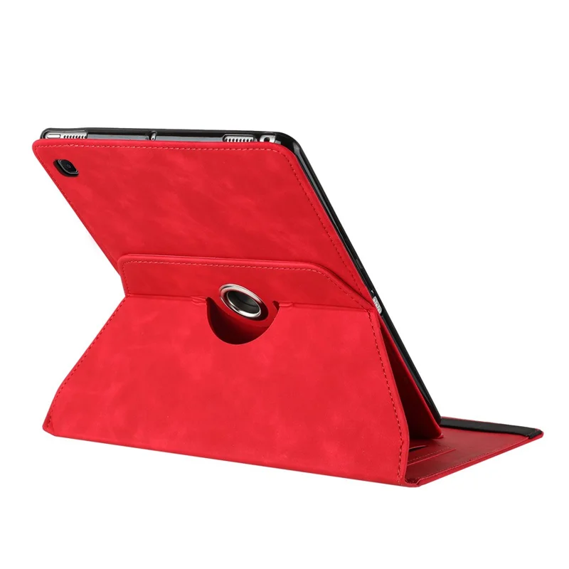 Tablet Case for Samsung Galaxy Tab A7 10.4 (2020) T500 T505 Rotating Stand Solid Color PU Leather Cover - Red