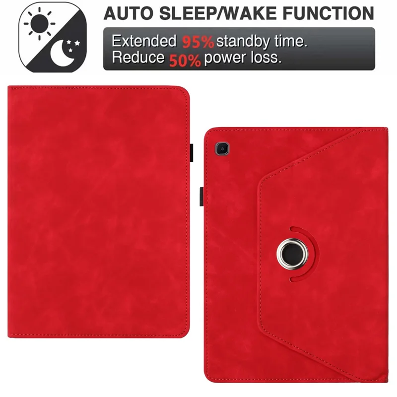 Tablet Case for Samsung Galaxy Tab A7 10.4 (2020) T500 T505 Rotating Stand Solid Color PU Leather Cover - Red
