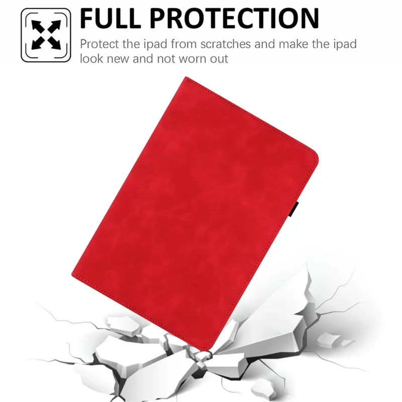 Tablet Case for Samsung Galaxy Tab A7 10.4 (2020) T500 T505 Rotating Stand Solid Color PU Leather Cover - Red