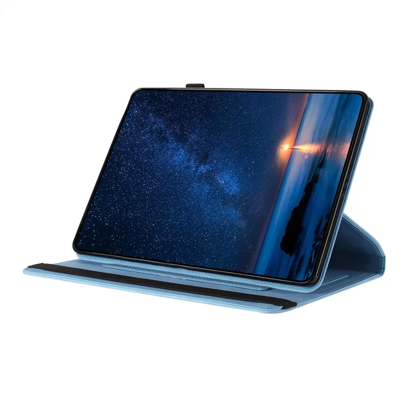 For Samsung Galaxy Tab A 10.1 (2019) SM-T510 (Wi-Fi) / SM-T515 (LTE) Case Rotating Stand Solid Color PU Leather Tablet Cover - Sky Blue