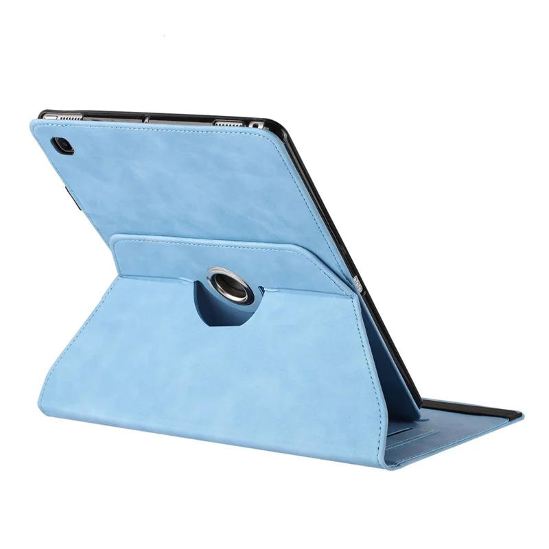 For Samsung Galaxy Tab A 10.1 (2019) SM-T510 (Wi-Fi) / SM-T515 (LTE) Case Rotating Stand Solid Color PU Leather Tablet Cover - Sky Blue