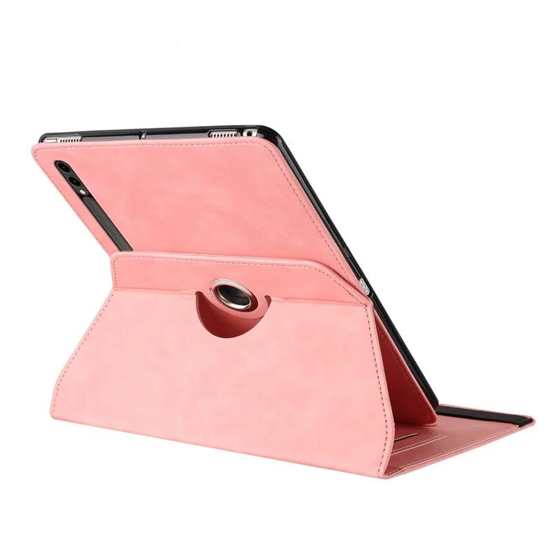 Tablet Case For Samsung Galaxy Tab S10+ / S9+ / S9 FE+ Rotating Stand Solid Color PU Leather Cover - Pink