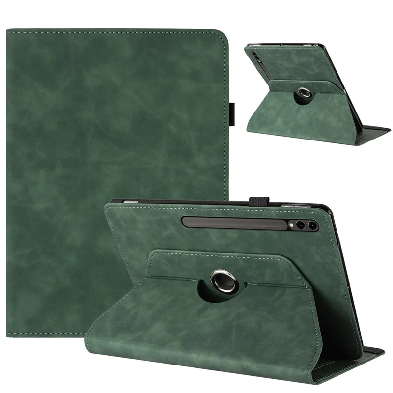 Tablet Case For Samsung Galaxy Tab S10+ / S9+ / S9 FE+ Rotating Stand Solid Color PU Leather Cover - Green