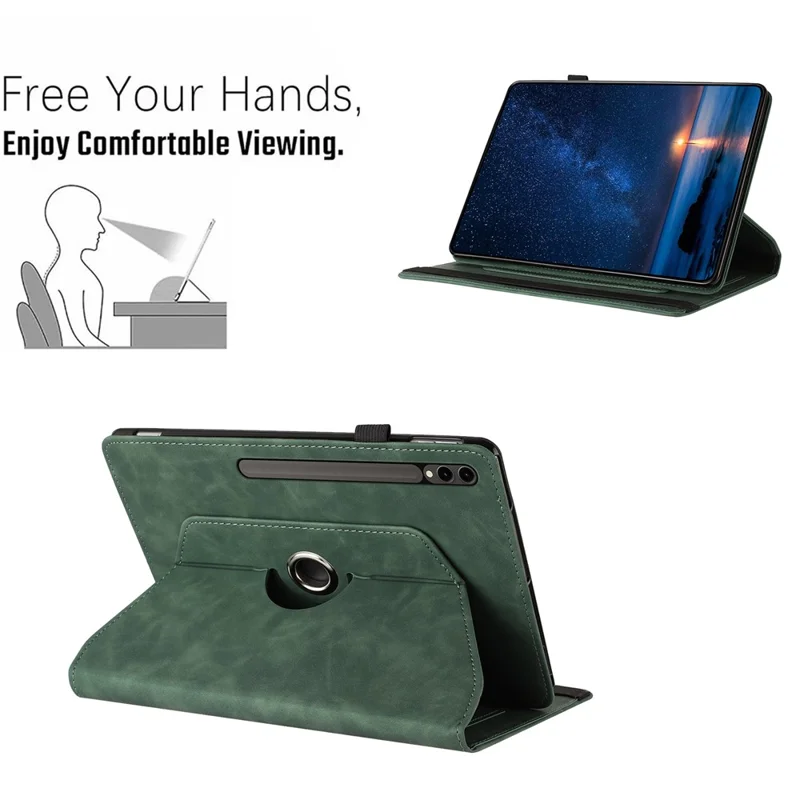 Tablet Case For Samsung Galaxy Tab S10+ / S9+ / S9 FE+ Rotating Stand Solid Color PU Leather Cover - Green